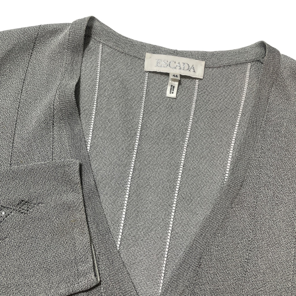 Escada Grey 44 Embellished Long Sleeve Cardigan‎